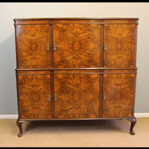 Antique Burr Walnut Drinks Side Cabinet.