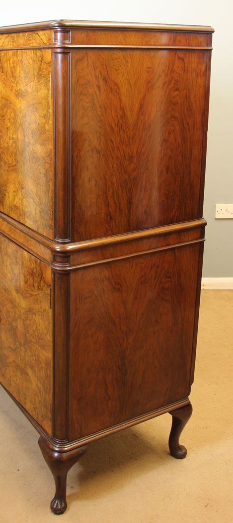 12180r12 Antique Burr Walnut Drinks Side Cabinet,