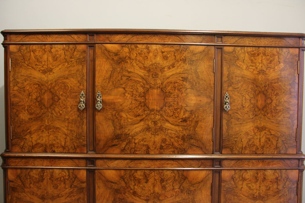 12180r9 Antique Burr Walnut Drinks Side Cabinet,