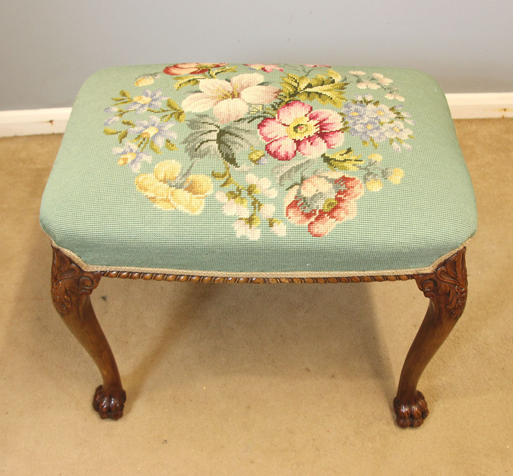 12181r5 Antique Walnut Dressing Table Stool,