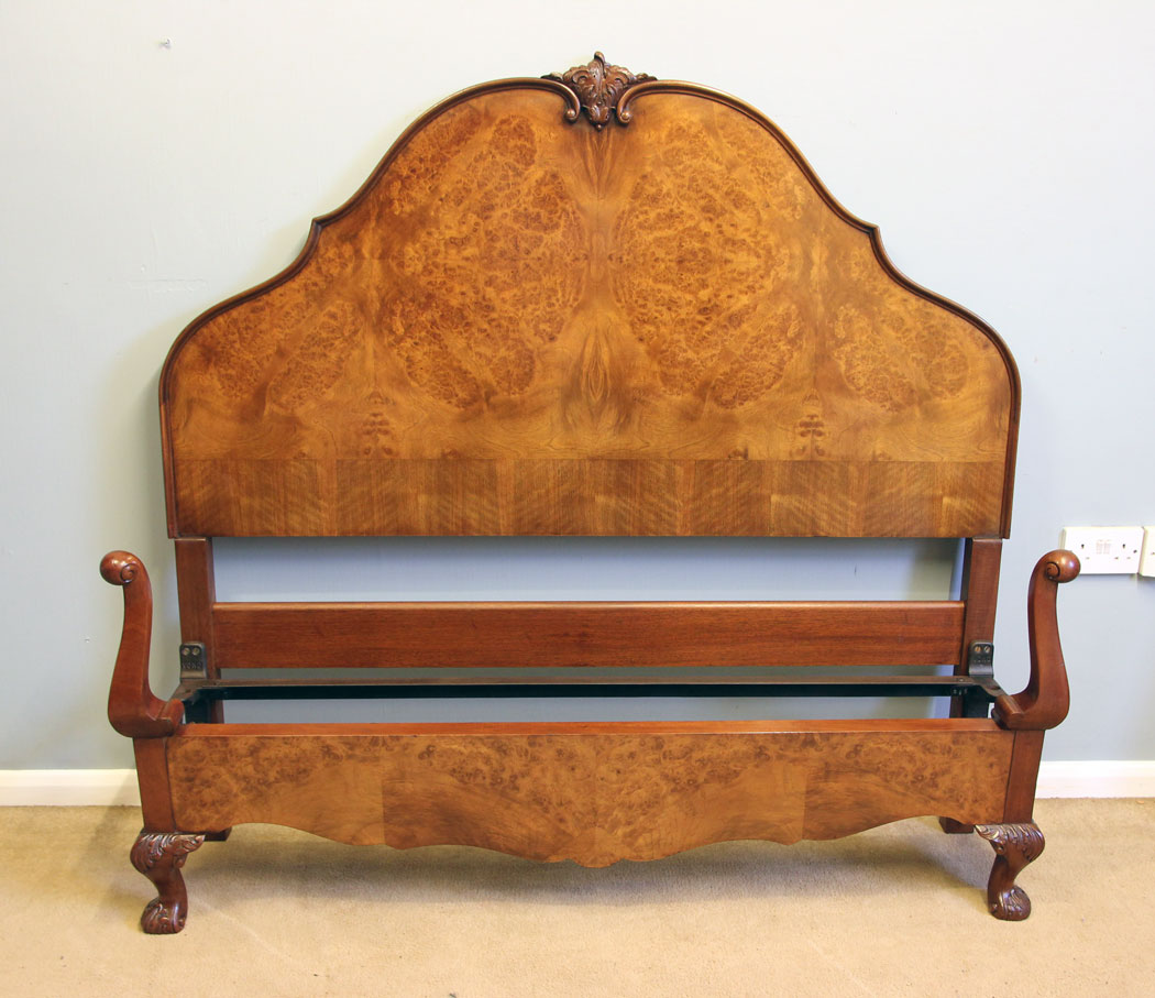 12185r2 Antique Burr Walnut Double Bed,