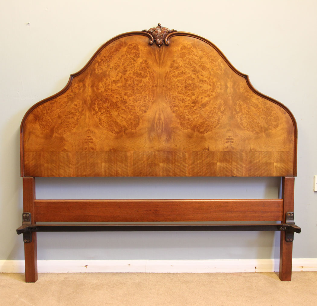 12185r8 Antique Burr Walnut Double Bed,