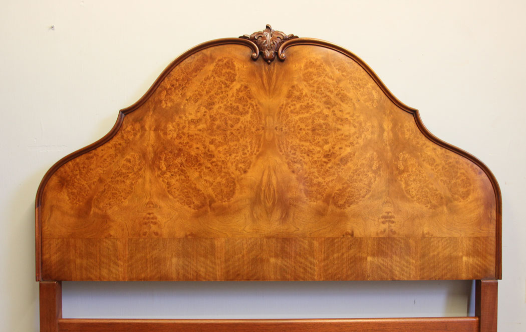 12185r9 Antique Burr Walnut Double Bed,
