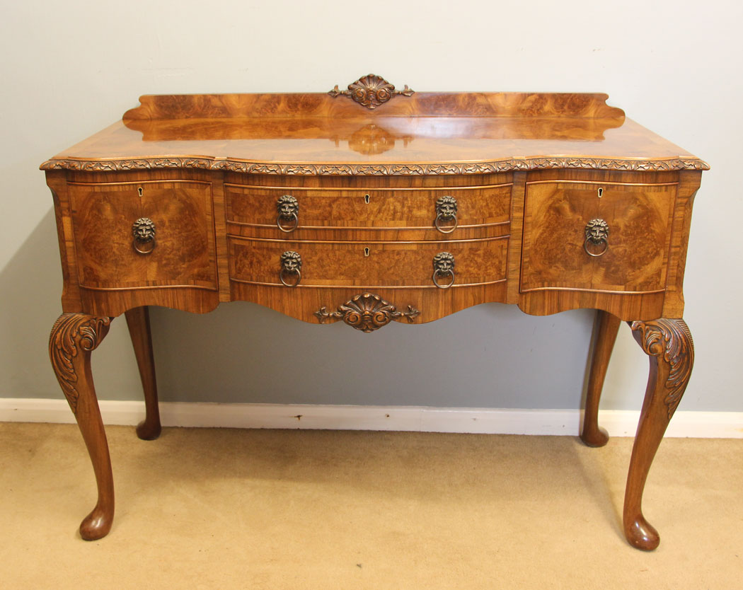 12188r11 Antique Burr Walnut Sideboard Serving Table,