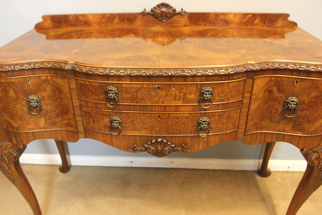 12188r3 Antique Burr Walnut Sideboard Serving Table,