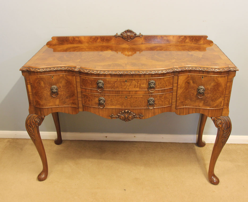 12188r5 Antique Burr Walnut Sideboard Serving Table,