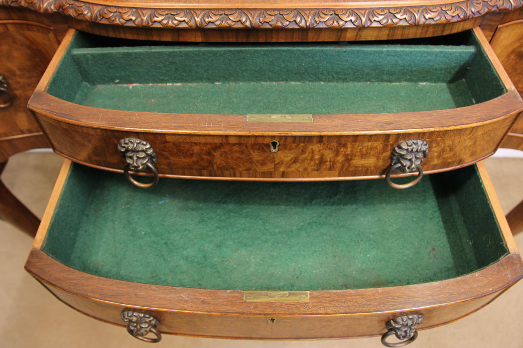 12188r8 Antique Burr Walnut Sideboard Serving Table,