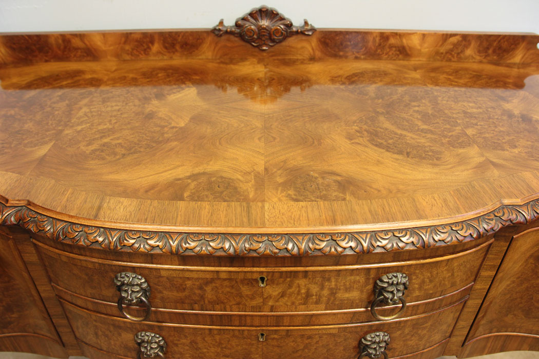 12188r9 Antique Burr Walnut Sideboard Serving Table,