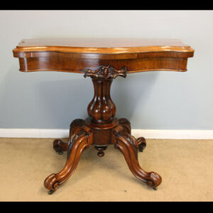 Antique Victorian Burr Walnut Serpentine Front Card Games Side Table