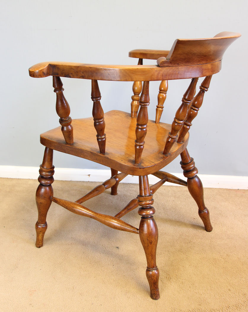 12192r3 Antique Victorian Smokers Bow Captains Windsor Chair,