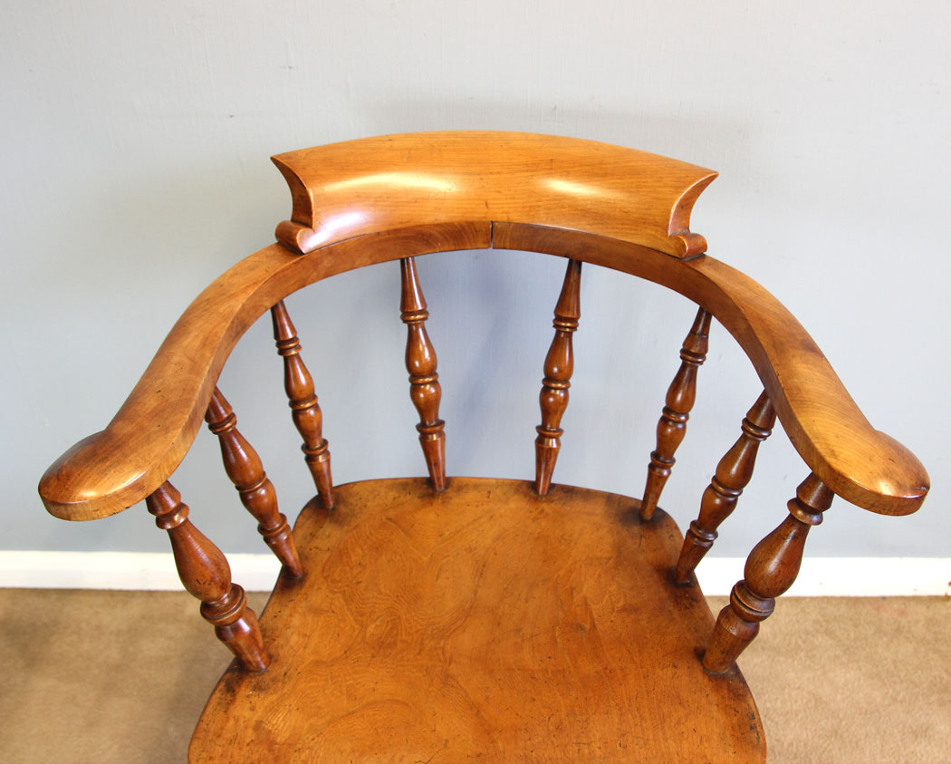 12192r6 Antique Victorian Smokers Bow Captains Windsor Chair,