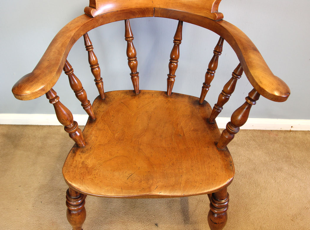 12192r7 Antique Victorian Smokers Bow Captains Windsor Chair,