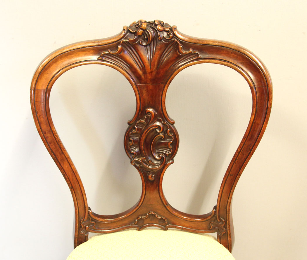 12199r8 Antique Victorian Walnut Balloon Back Occasional Side Chair,