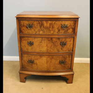 Small Burr Walnut Bow Front Chest of Drawers