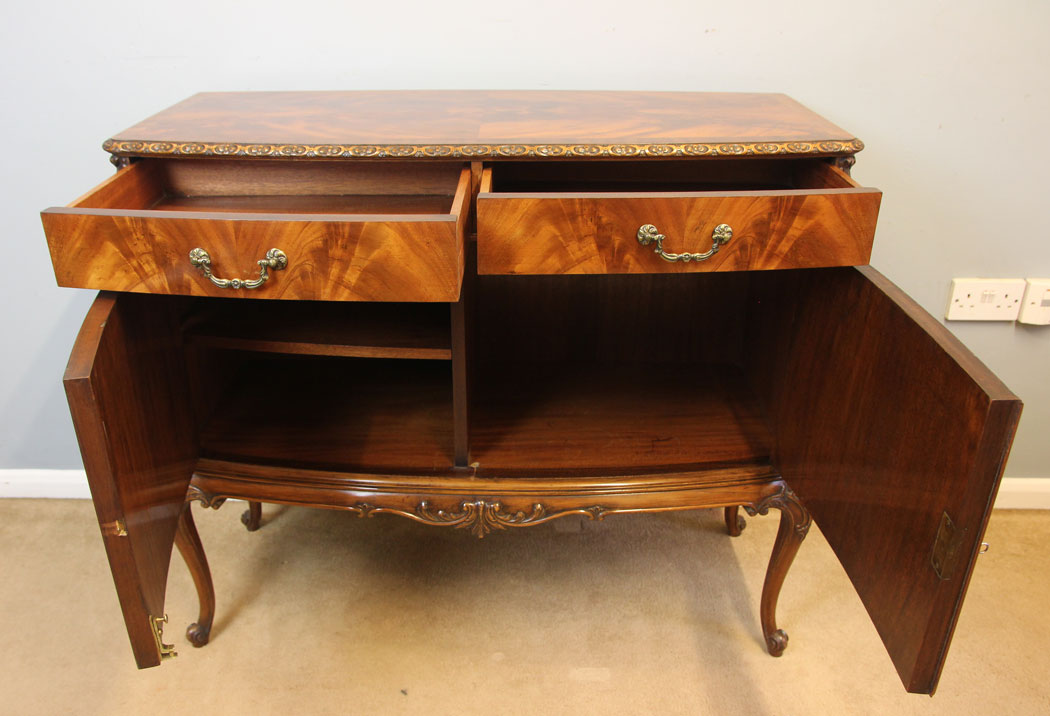 12210r11 Antique Figured Mahogany Side Cabinet, Sideboard,