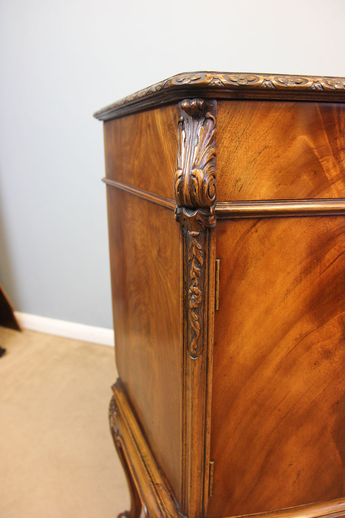 12210r12 Antique Figured Mahogany Side Cabinet, Sideboard,