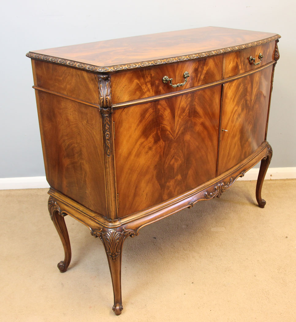 12210r13 Antique Figured Mahogany Side Cabinet, Sideboard,