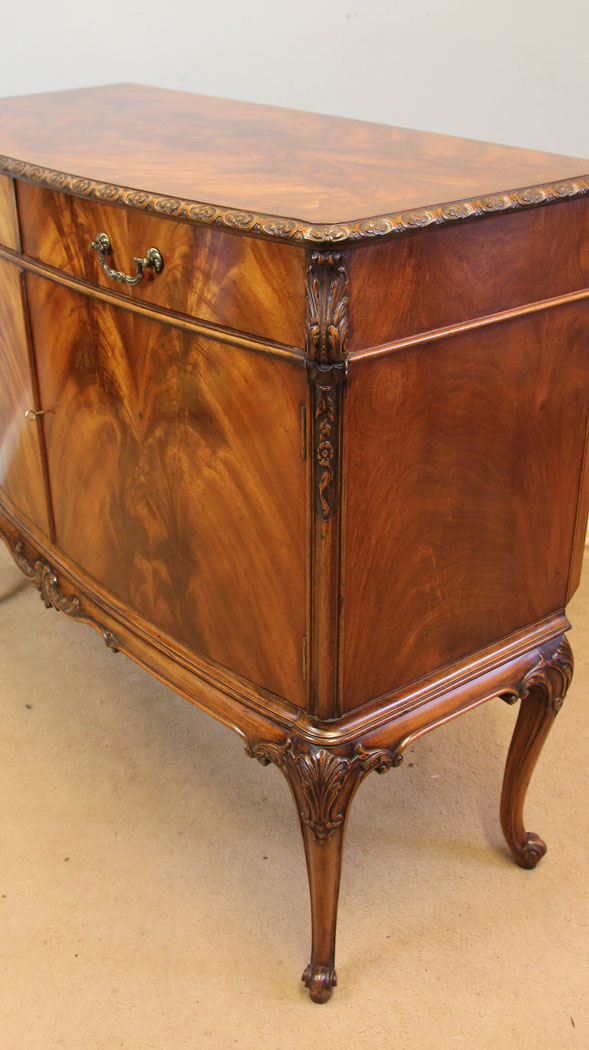12210r8 Antique Figured Mahogany Side Cabinet, Sideboard,