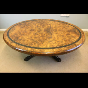 Antique Victorian Burr Walnut Coffee Table.