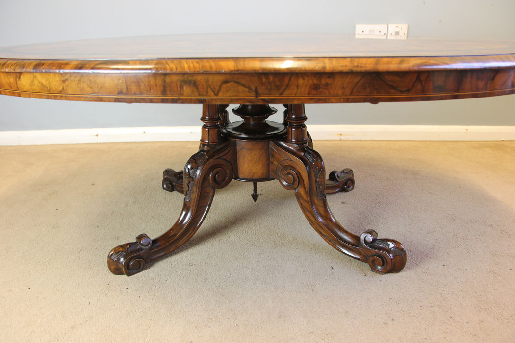 12211r5 Antique Victorian Burr Walnut Coffee Table,
