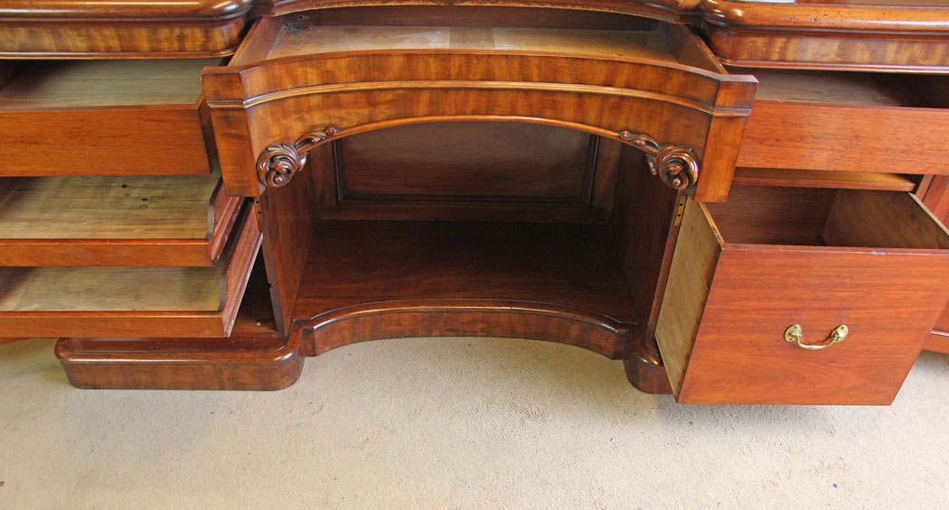 12213r18 Antique Victorian Mahogany Breakfront Chiffonier Sideboard Base,