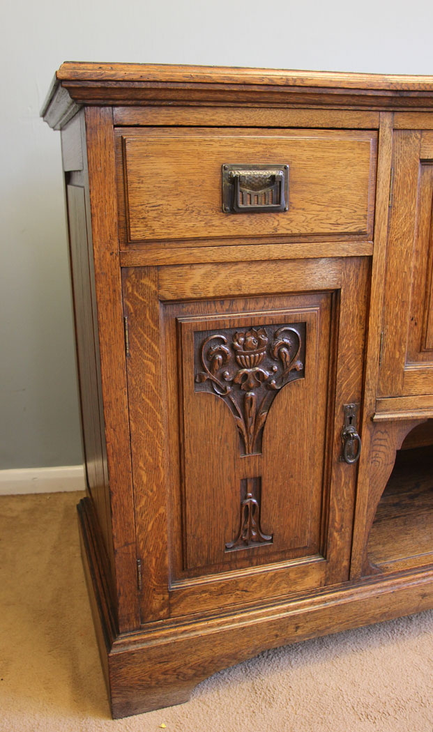 12217r10 Antique Oak Arts & Crafts Sideboard Dresser Base,