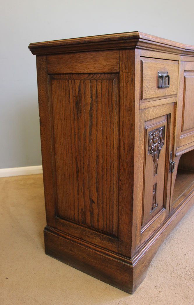 12217r15 Antique Oak Arts & Crafts Sideboard Dresser Base,