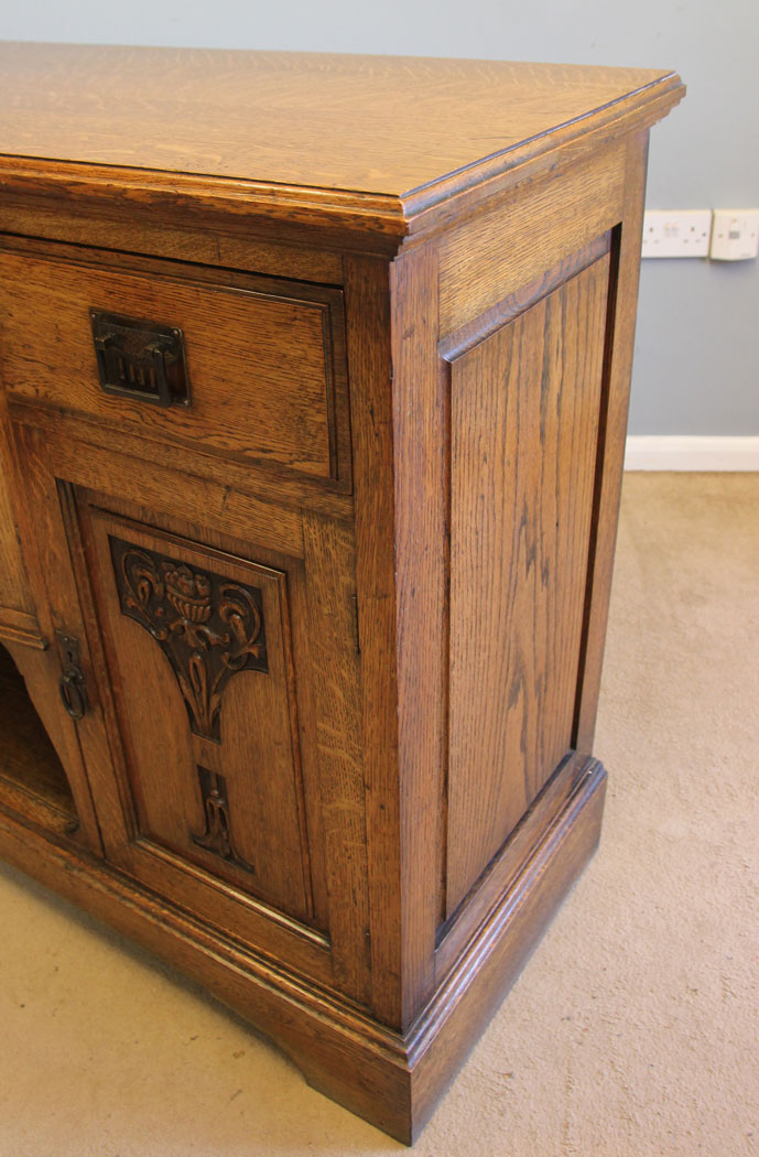 12217r7 Antique Oak Arts & Crafts Sideboard Dresser Base,