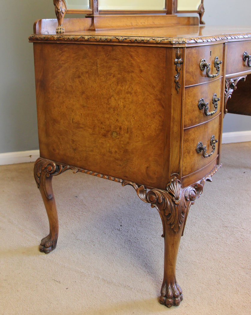 12221r4 Quality Burr Walnut Antique Dressing Table,