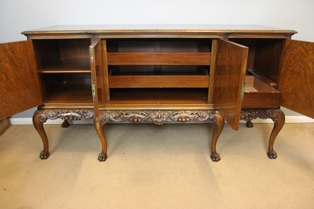 12222r9 Quality Burr Walnut Antique Sideboard Server,