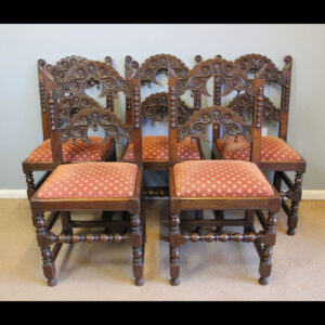 Set Five Antique Yorkshire Style Oak Dining Chairs