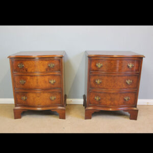 Pair Georgian Style Burr Walnut Chests of Drawers