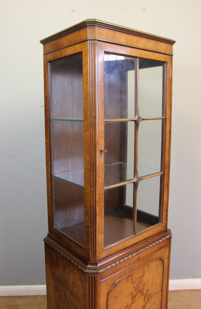 12232r8 Slim Walnut Antique China Display Cabinet,