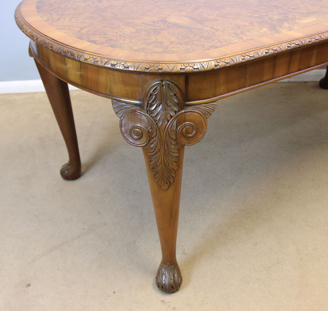 12236r12 Burr Walnut Antique Dining Table,