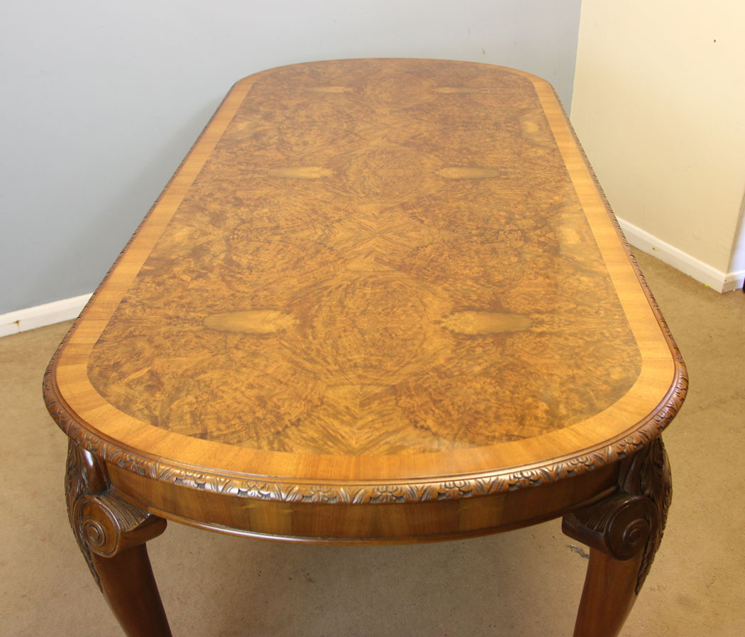 12236r2 Burr Walnut Antique Dining Table,