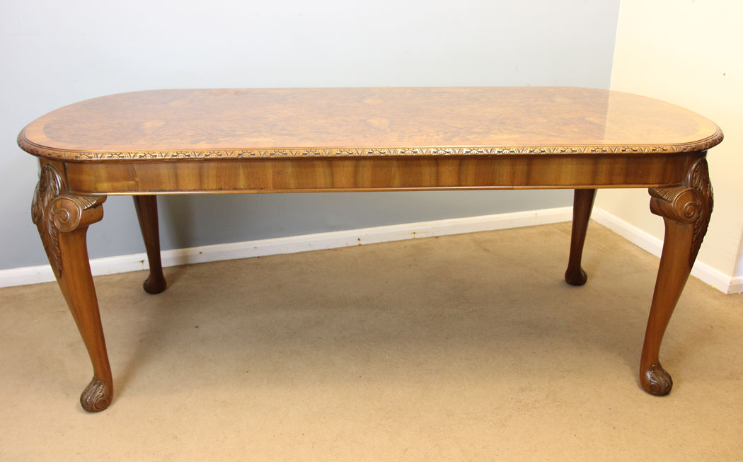 12236r4 Burr Walnut Antique Dining Table,