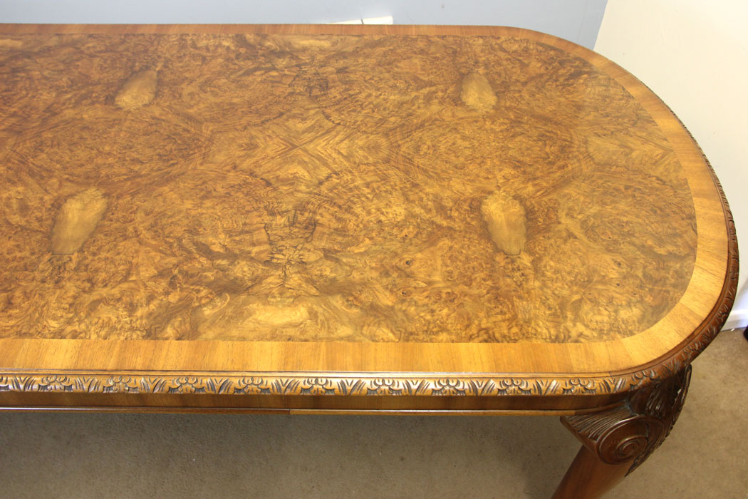 12236r8 Burr Walnut Antique Dining Table,