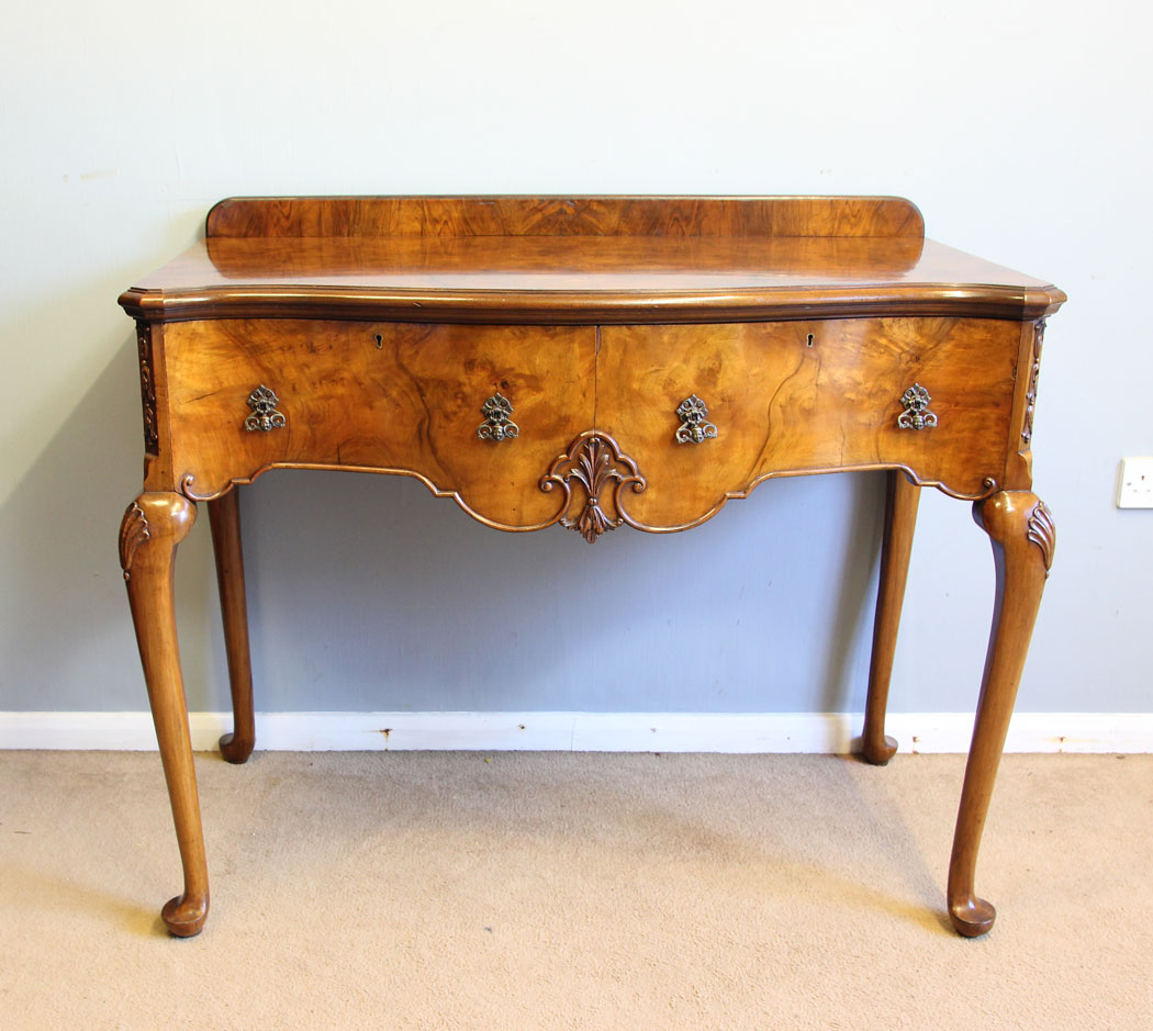12240r1 Antique Burr Walnut Console Side Table,
