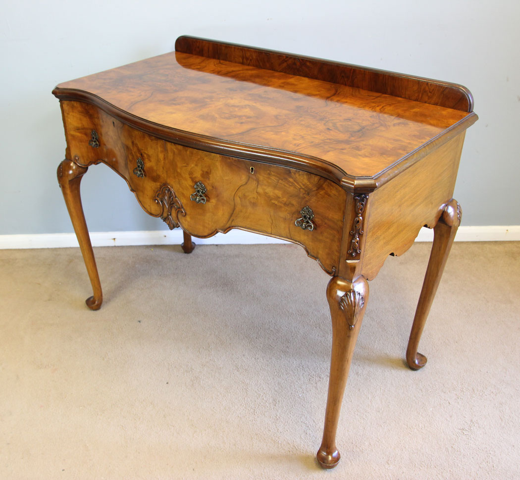12240r3 Antique Burr Walnut Console Side Table,