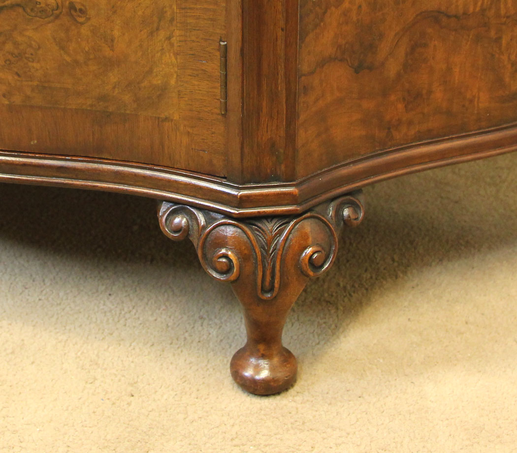 12243r12 Antique Burr Walnut Sideboard Side Cabinet,