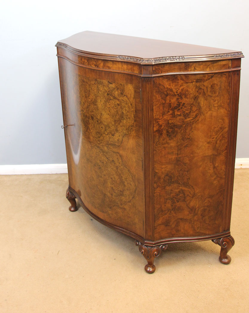 12243r2 Antique Burr Walnut Sideboard Side Cabinet,
