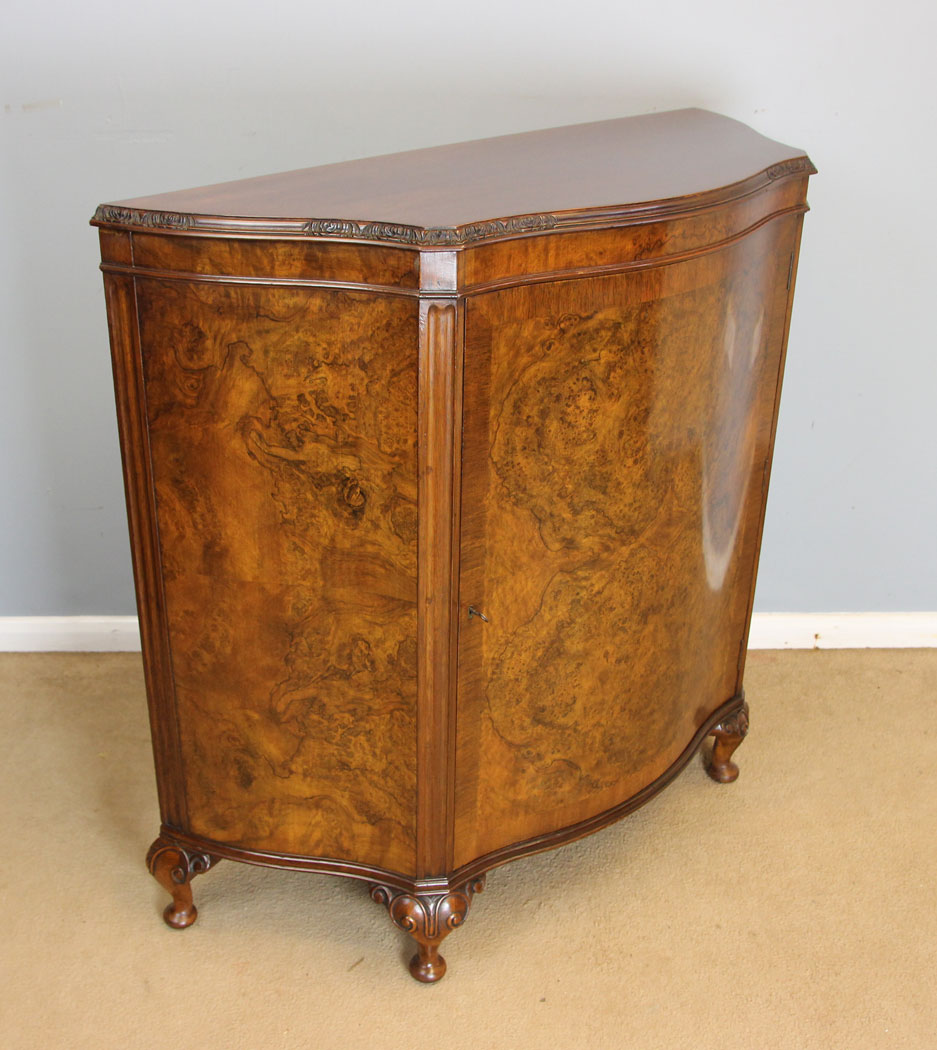 12243r3 Antique Burr Walnut Sideboard Side Cabinet,