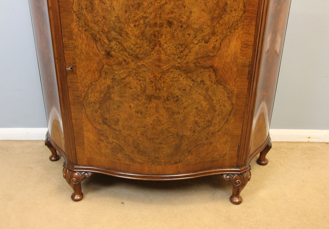 12243r6 Antique Burr Walnut Sideboard Side Cabinet,