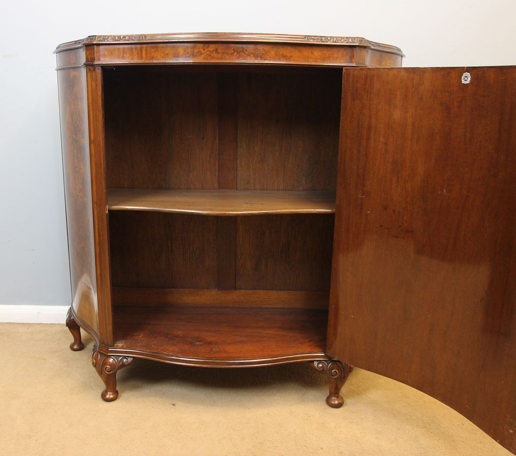 12243r7 Antique Burr Walnut Sideboard Side Cabinet,