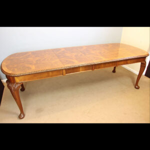 Antique Burr Walnut Queen Anne Style Extending Dining Table, Lincolnshire,