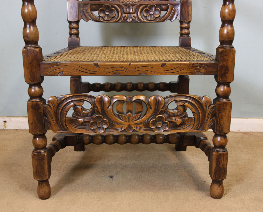 12250r11-Set-Eight-Antique-Jacobean-Style-Walnut-Dining-Chairs,-