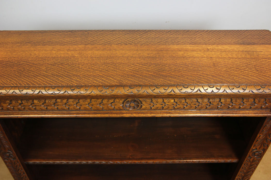 12252r06 Antiqie Carved Oak Open Bookcase,