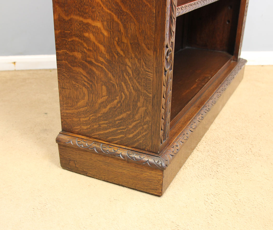 12252r10 Antiqie Carved Oak Open Bookcase,