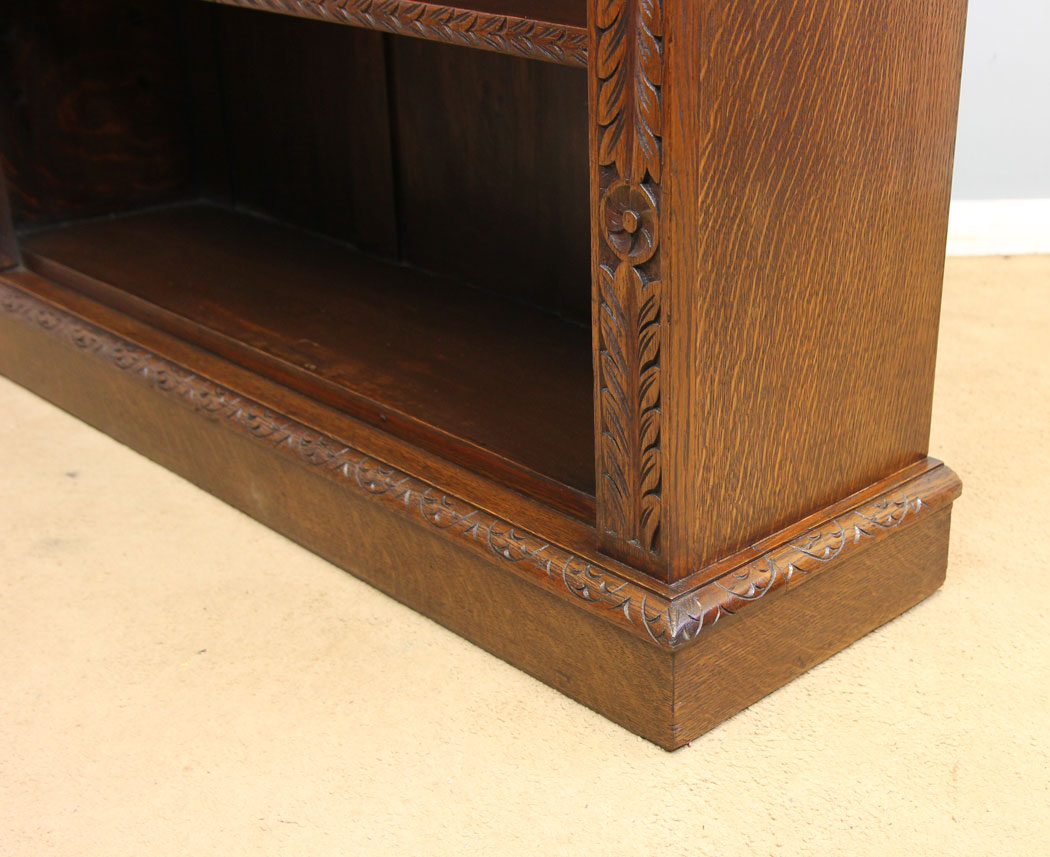 12252r9 Antiqie Carved Oak Open Bookcase,