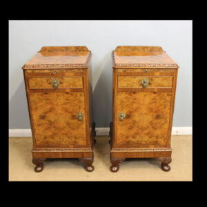 Quality Pair Antique Burr Walnut Bedside Cabinets